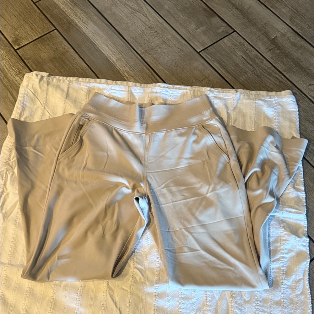 Athleta Women's Cream Track Pants - Picture 1 of 4